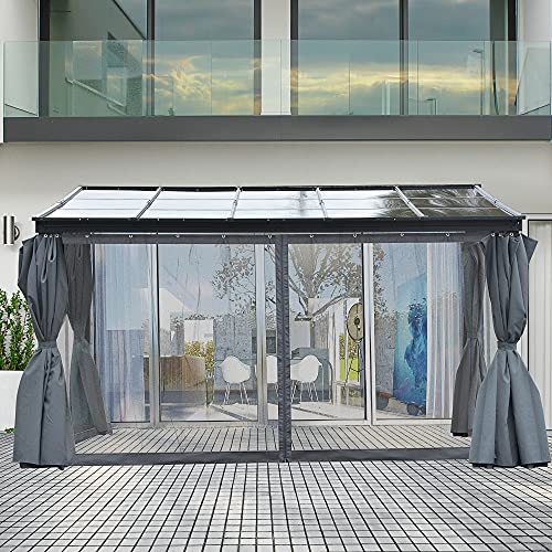Outsunny 10' x 13' Outdoor Patio Gazebo with Sloping Roof, Aluminum Frame, & Netting Curtain Gray