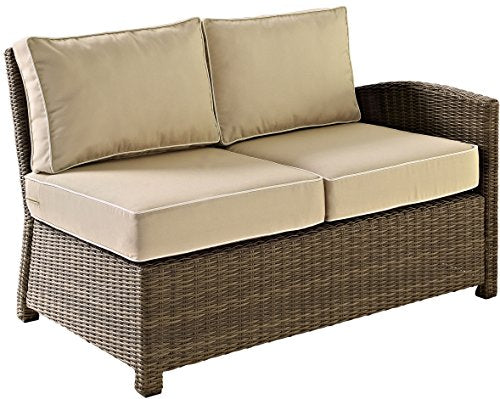 Crosley Furniture Bradenton 5-Piece Outdoor Sectional Sofa Set Brown with Sand Cushions