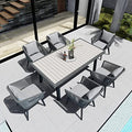 Home Care Wholesale 7-Piece Patio Dining Set for 6 with Cushions and Pillows Darker Grey Cushion