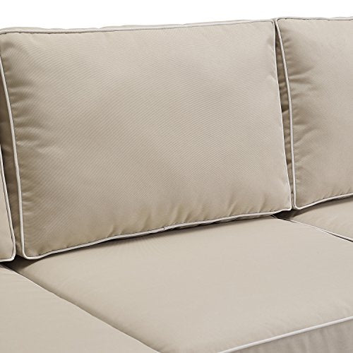 Crosley Furniture Bradenton 5-Piece Outdoor Sofa Set Brown with Sand Cushions