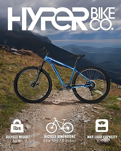 Hyper Mountain Bike 29 Inch Trail Bike with Shimano 9 Speed Shifters and Lightweight Aluminum Frame (Blue)