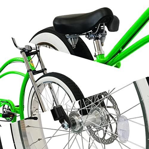 MICARGI Boston GT7 Fat Tire Beach Cruiser Bike 7-Speed Dual Suspension Green