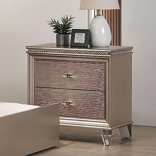 HOMES: Inside + Out Bence Modern Wood Kid Nightstand Rose Gold Pink