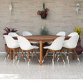 Amazonia Durham Square 9-Piece Patio Dining Set Durable Eucalyptus Wood White Chairs