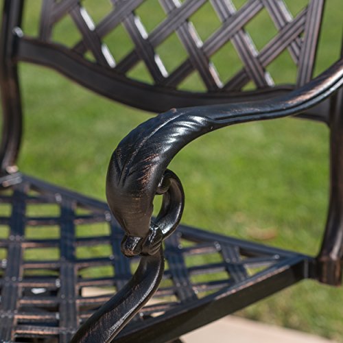 Christopher Knight Home Arlana Outdoor Cast Aluminum Bar Set 3-Pcs Shiny Copper Finish
