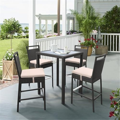 Armen Living Tropez Patio Wicker Bar Set Black