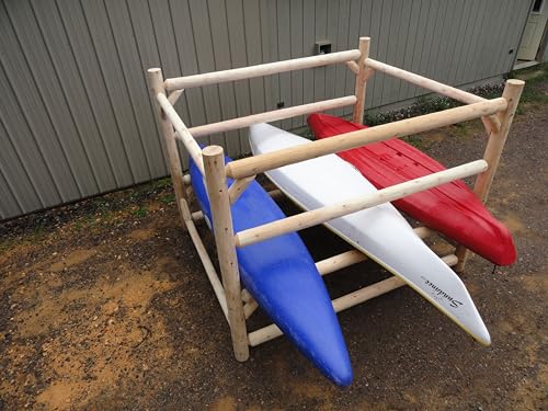 Log Kayak Rack 12-Kayak or Multiple Canoe and Kayak Storage Rack Natural