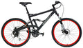 Gravity 2024 FSX 2.0 Dual Full Suspension Mountain Suntour Matt Black with Red Wheels