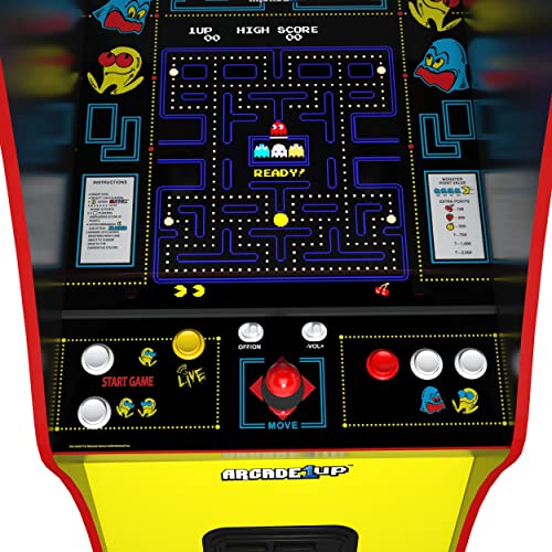 ARCADE1UP PAC-Man Deluxe Arcade Machine 5ft 14 Classic Games Yellow