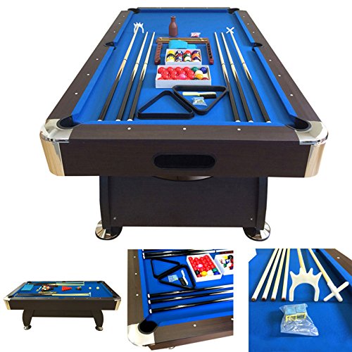 SIMBASHOPPING USA 8' Feet Billiard Pool Table Vintage Blue with Automatic Ball Return System