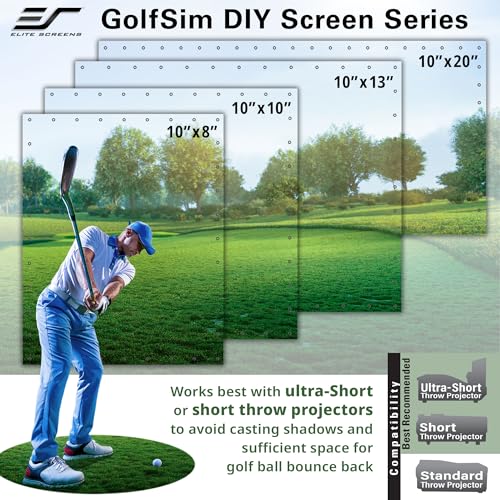 Elite Screens GolfSim DIY 10'x8' Impact Screen ImpactWhite 1145