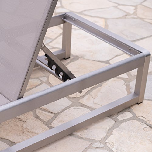 Christopher Knight Home Chloe Outdoor Mesh Chaise Lounge Set, 4-Pcs, Grey/Silver