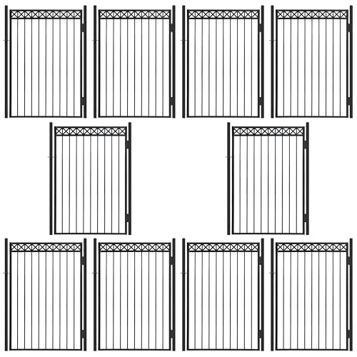 Fencer Wire Heavy Duty Flat Top X-Pattern Decorative Fence Gate Black, 6FT x 4FT, Pack of 10