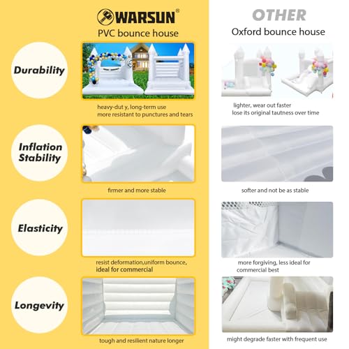 WARSUN Inflatable White Bounce House Castle 13x12x10FT with Blower