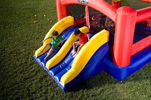 Blast Zone Triple Play Inflatable Bounce House Combo 16x14 with Blower, Double Slides