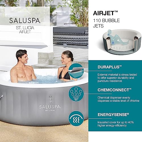 Bestway SaluSpa St. Lucia EnergySense AirJet Inflatable Hot Tub Spa 67" x 26 Gray