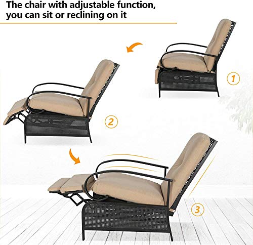 Patio Tree Adjustable 2-Piece Lounge Chair Recliner Sofa with Removable Cushion Beige
