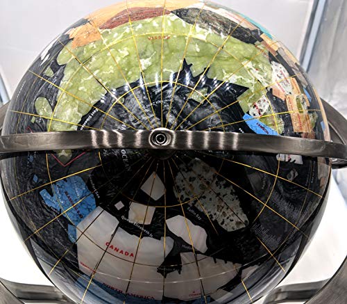 Unique Art Since 1996 Black Pearl Swirl Gemstone Globe with Silver Stand
