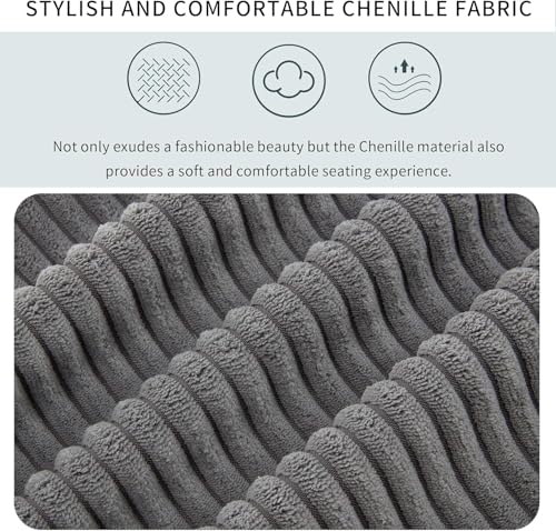 Merax 105" Comfy 3-Seater Sofa with Removable Back Cushions and 5 Pillows Grey