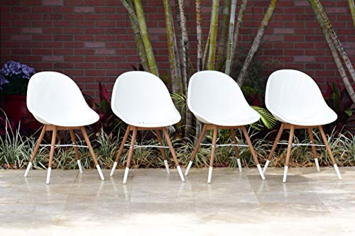 Amazonia Warwick 9-Piece Oval Patio Dining Set Teak Wood with White Chairs