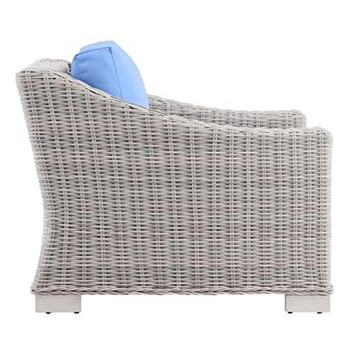 Modway Conway Outdoor Patio Wicker Rattan Armchair Light Gray Light Blue