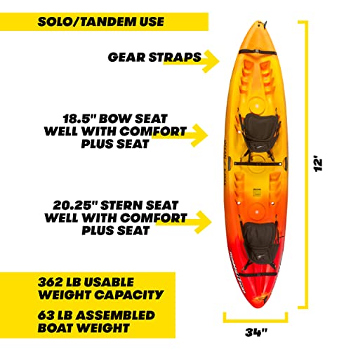 Ocean Kayak Malibu Two Tandem Sit-On-Top Recreational Kayak Sunrise