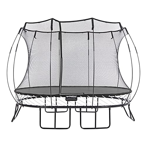 Springfree Medium Oval Trampoline 8x11 Ft + FlexrHoop Bundle Black
