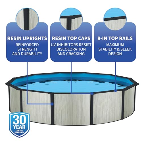 Blue Wave Savannah 24-ft Round 52-in Deep Hybrid Above Ground Pool Package White