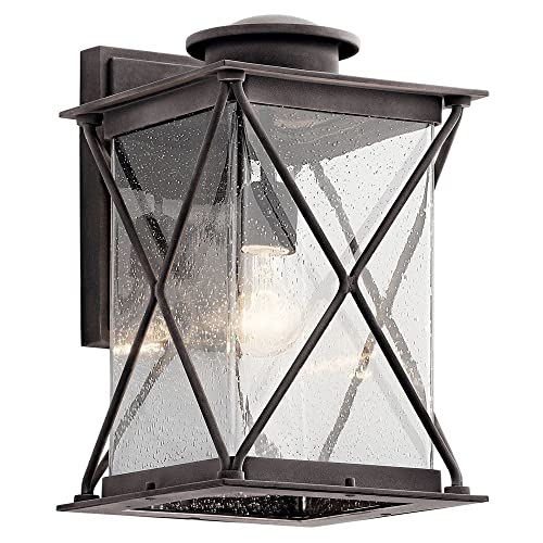 Kichler Argyle 15" LED Outdoor Wall Light with Clear Seeded Glass Weathered Zinc