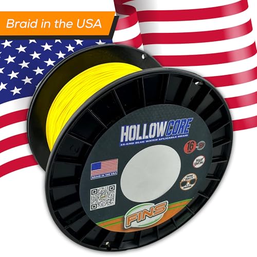 FINS Hollow Core Braided Fishing Line Yellow 150 lb 4800 Yds