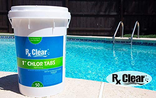 Rx Clear 1-Inch Stabilized Chlorine Tablets for Pools & Spas UV Protected 1200 Lbs