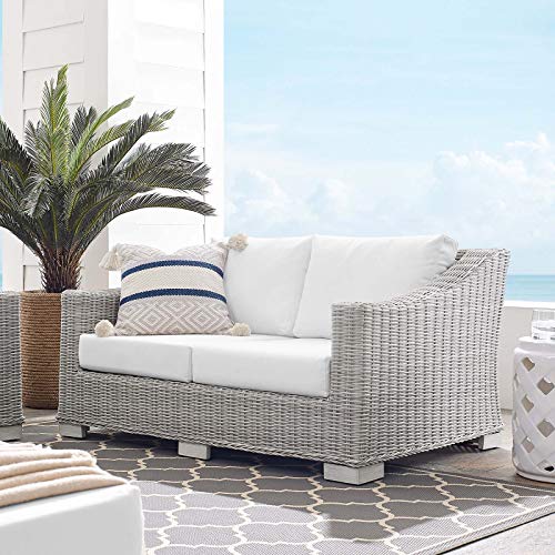 Modway Conway Sunbrella Outdoor Patio Loveseat Light Gray White