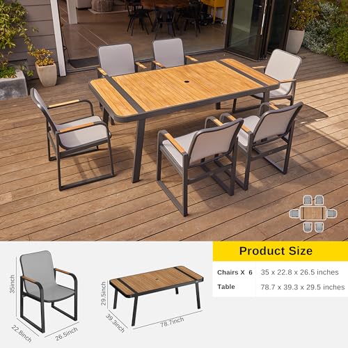 EAST OAK Signature 7-Piece Outdoor Dining Set Dark Grey