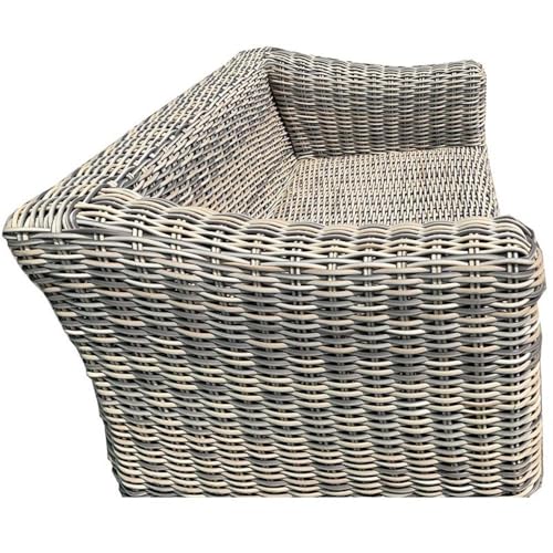 Teva Furniture Hawaii Three-Tone Wicker Loveseat with Silver Gray Cushion White/Beige