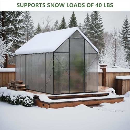 ANTSKU 8x12 FT Heavy Duty Polycarbonate Greenhouse Green