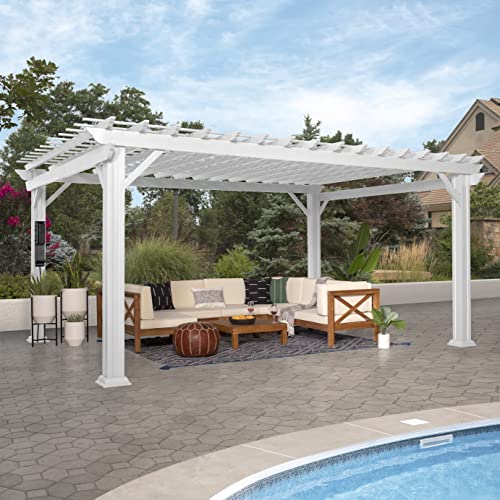 Backyard Discovery Hawthorne 16' x 12' Galvanized Steel Pergola Kit with Shade Sail Canopy White