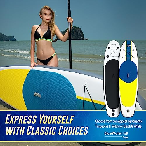 Blue Water Toys Portable Inflatable Stand Up Paddle Board Kit Turquoise/Yellow