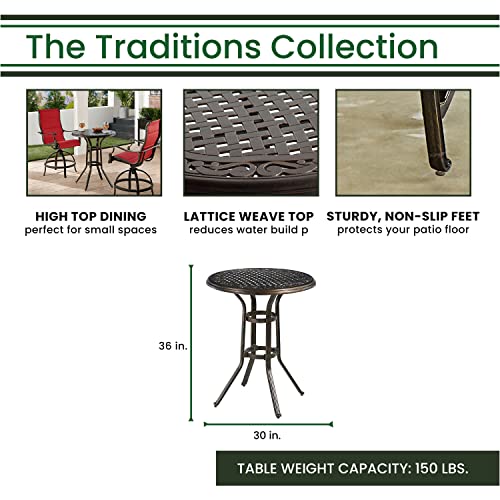 Hanover Manor 3-Piece Outdoor Dining Set with Sling Swivel Rockers and Bistro Table Tan/Bronze