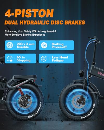 W Wallke Folding Electric Bike for Adults, 1750W Dual Motor, 48V 40Ah Long Range Ebike 20" Fat Tire Gray