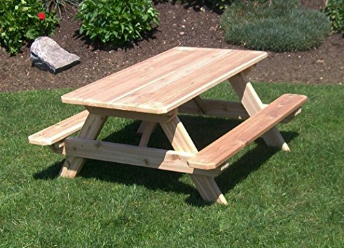 A&L Furniture Co. Kid's Table with Umbrella Hole Mushroom Stain