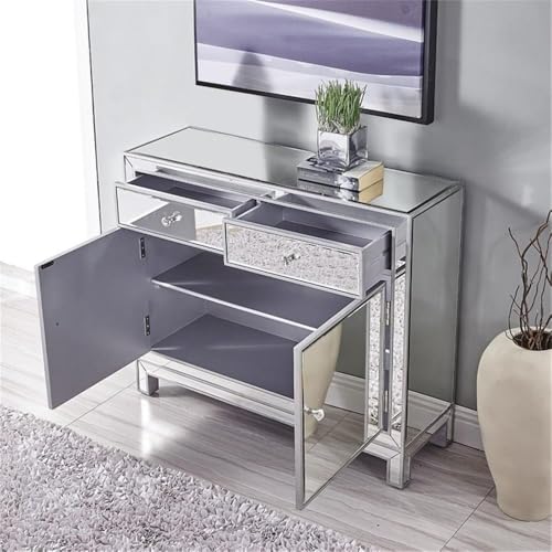 Elegant Lighting Reflexion Mirrored Nightstand Antique Silver