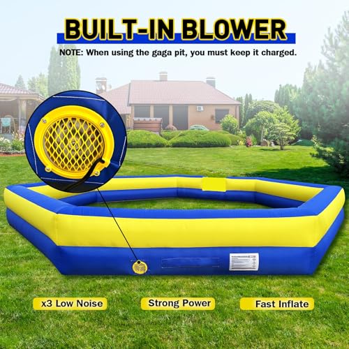 WARSUN Giant 26Ft Inflatable Gaga Ball Pit with Built-in Blower Blue&Yellow