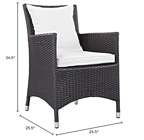 Pemberly Row Patio Dining Chair Set of 4 Espresso and White