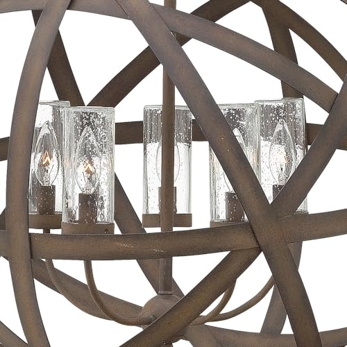 Hinkley Carson Collection 26.25" Five Light LED Outdoor Large Orb Pendant Vintage Iron