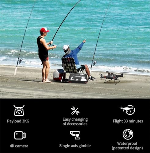 Camoro Fishing Drone 3KG Payload Triblade FPV 4K Camera Black