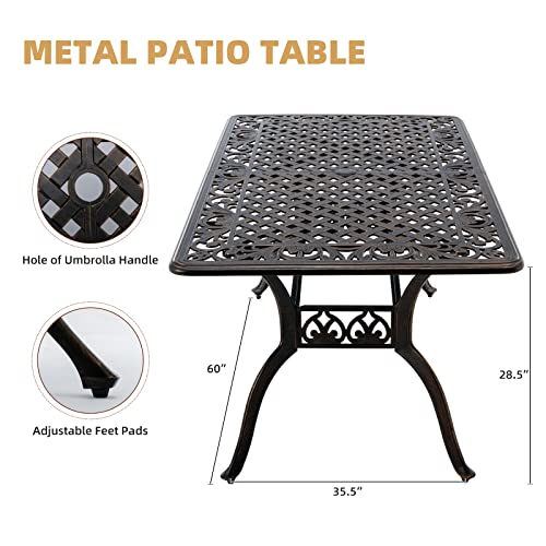 Attliahome 7-Piece Cast Aluminum Outdoor Dining Set Bronze
