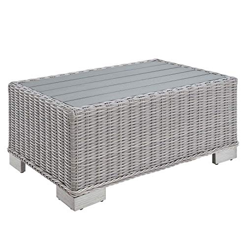 Modway Conway Sunbrella Outdoor Patio Wicker Rattan Furniture Set Light Gray White