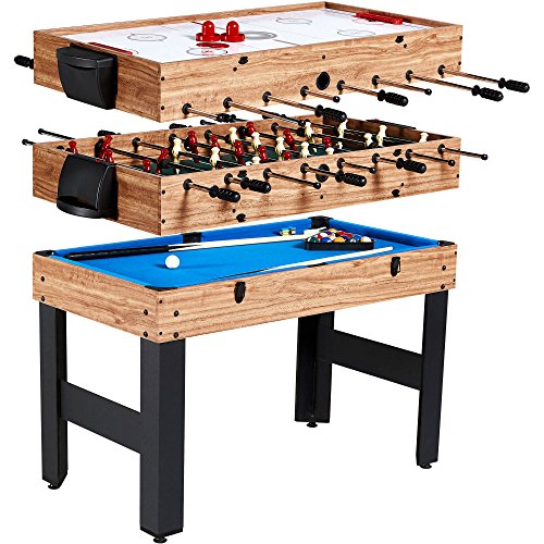 Evelove 3-In-1 Multi Combo Game Table Foosball Soccer Billiards Pool