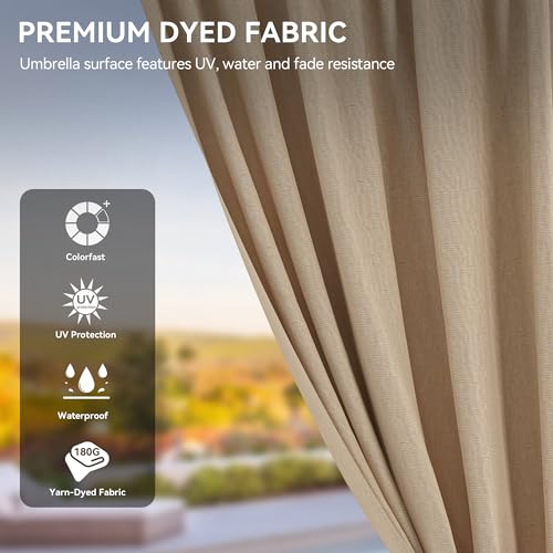 YITAHOME 13x15FT Wood Gazebo Double Roof Hardtop Canopy with Curtain and Netting Beige Yellow