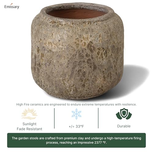 Emissary 23.5in Round Stoneware Planter Reef Green